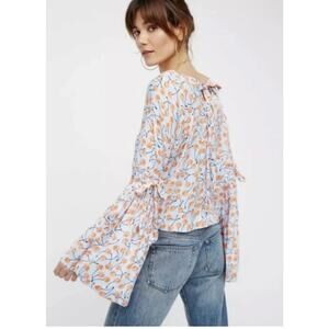 Free People Cherry Pie Bell Sleeve Retro Top XS